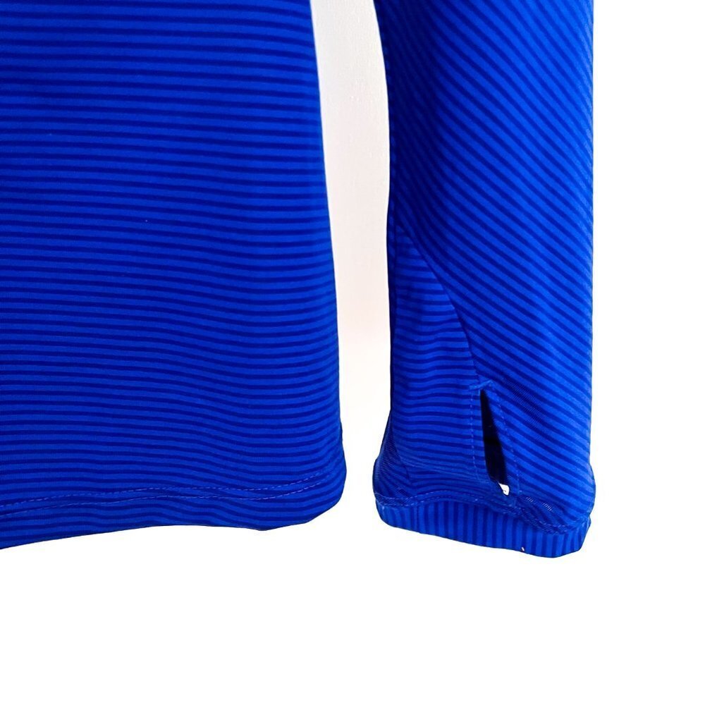 Athleta long sleeve bright blue striped reflective gathered bust line Small - Picture 2 of 10